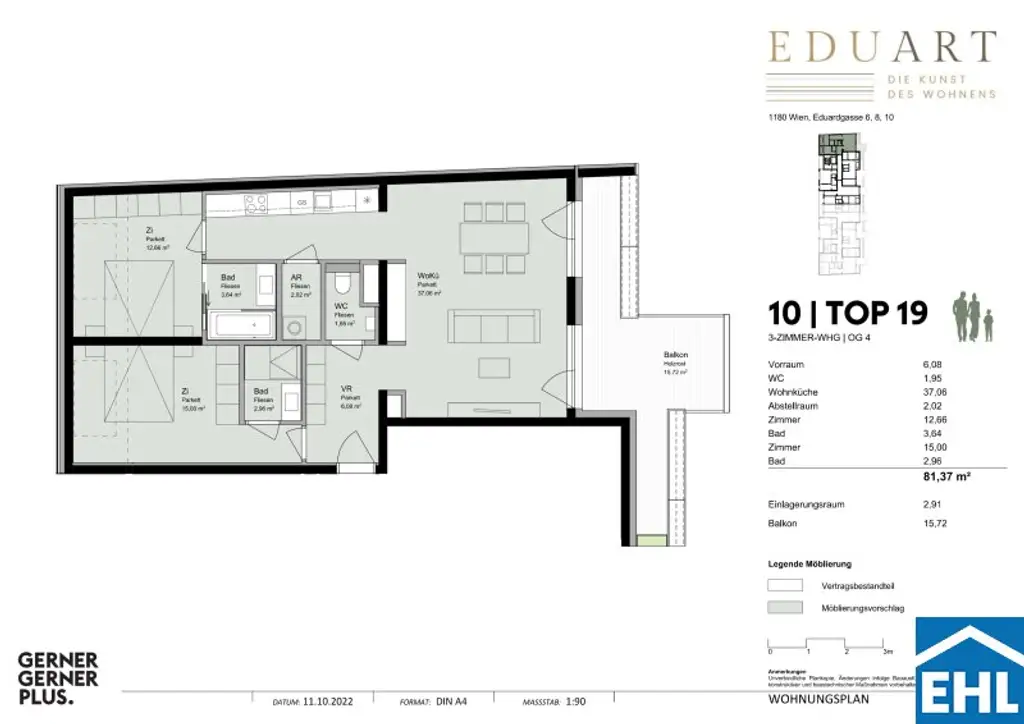 Gut aufgeteilte 3-Zimmer-Wohnung mit Balkon nahe AKH!