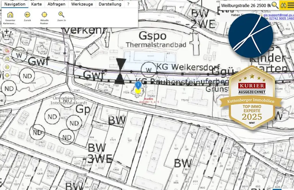Historisches Herrenhaus im Villenviertel von Baden: ca.450m² WF mit Grundfläche von 1873qm und 17 Zimmern zum Sanieren! (V2 & Schut