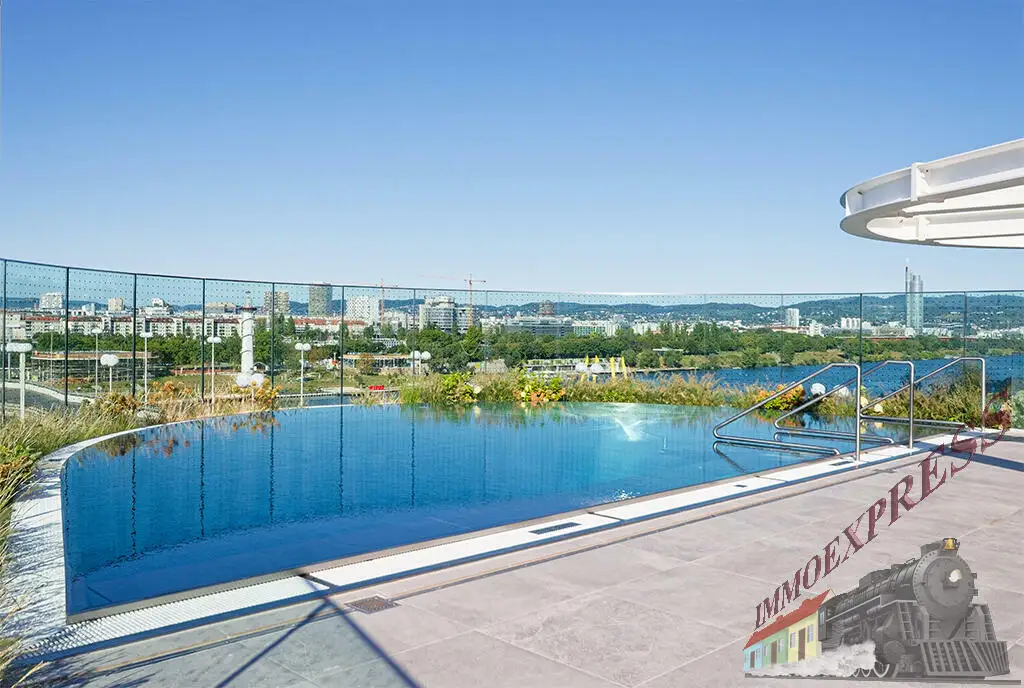 POOL | SONNENDECK | GYM | WELLNESS = 1-Zimmer-Wohnung + BALKON = ERSTBEZUG = DANUBEFLATS