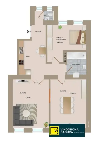 Stilvoller Altbau in der Neustiftgasse | 3-Zimmer-Wohnung mit optimaler Raumaufteilung