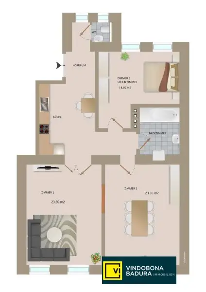 Stilvoller Altbau in der Neustiftgasse | 3-Zimmer-Wohnung mit optimaler Raumaufteilung