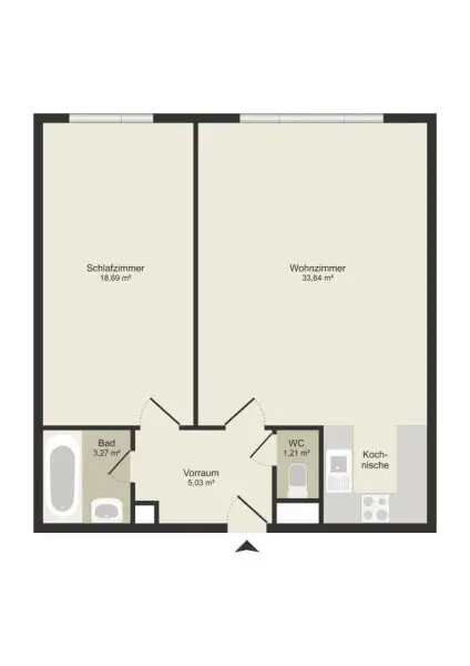 Helle 2-Zimmer-Wohnung mit Innenhofblick und eigenem Parkplatz