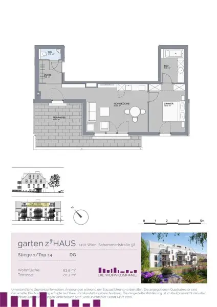 Großzügige 2 Zimmer mir riesiger Terrasse - hell und modern - super Lage!