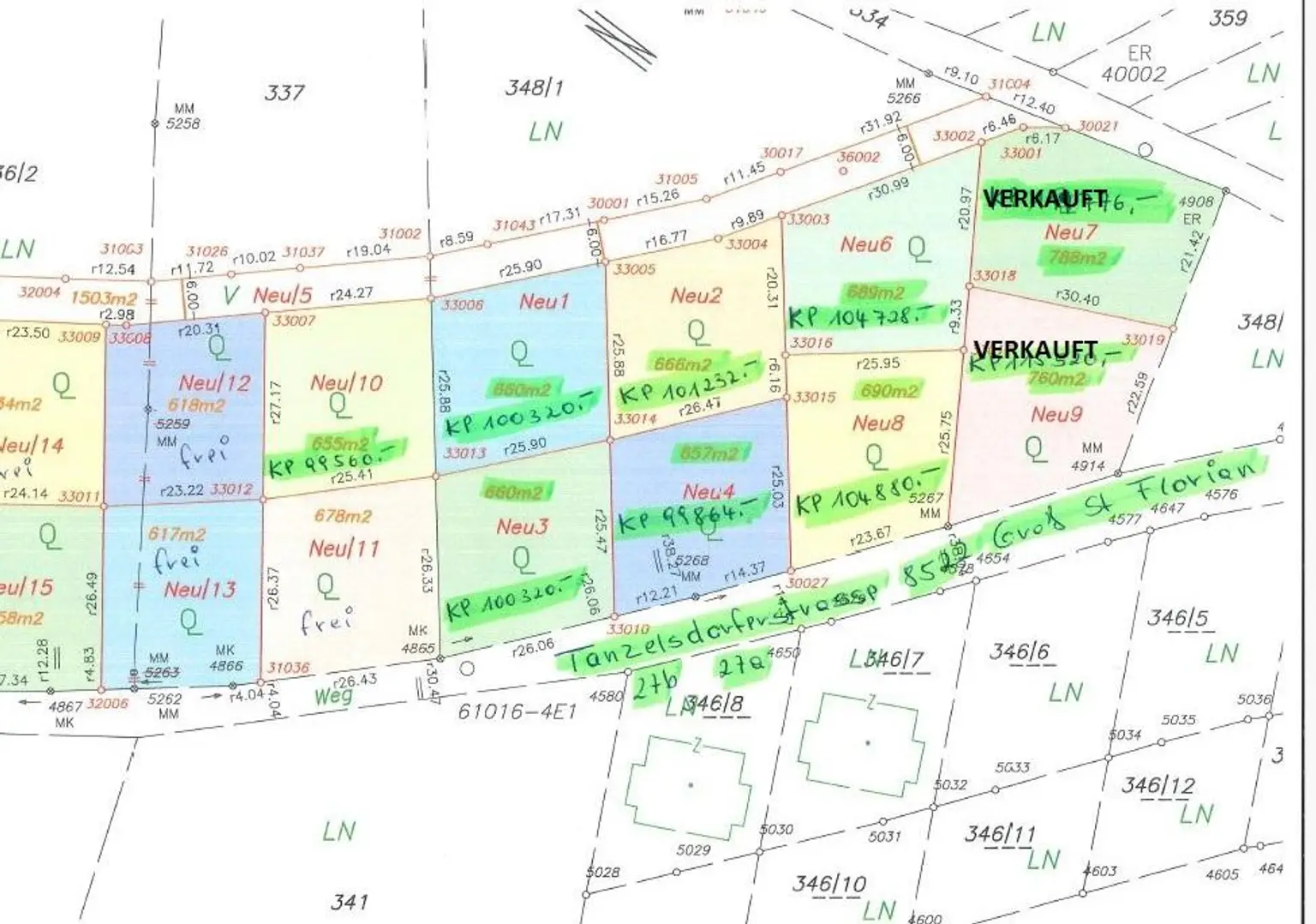 kleiner Lageplan mit Preisen Baugrundstücke Groß S
