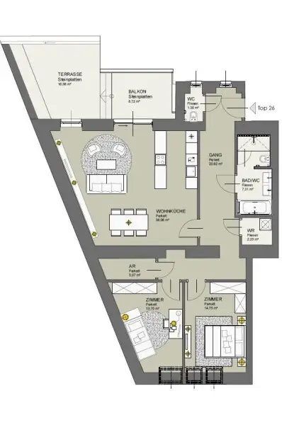 Dachgeschosswohnung der Superlative: 3 Zimmer mit viel Freifläche & Luxus pur in Citynähe : ab November zur Anmietung frei!