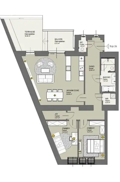 Dachgeschosswohnung der Superlative: 3 Zimmer mit viel Freifläche & Luxus pur in Citynähe : ab November zur Anmietung frei!