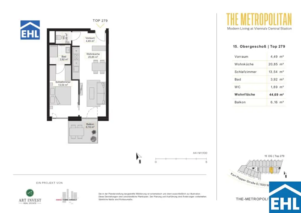 THE METROPOLITAN - Großzügige 2-Zimmer-Wohnung mit Balkon im Sonnwendviertel