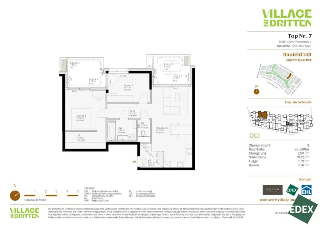 VILLAGE IM DRITTEN | 3-ZIMMER WOHNUNG MIT BALKON UND LOGGIA