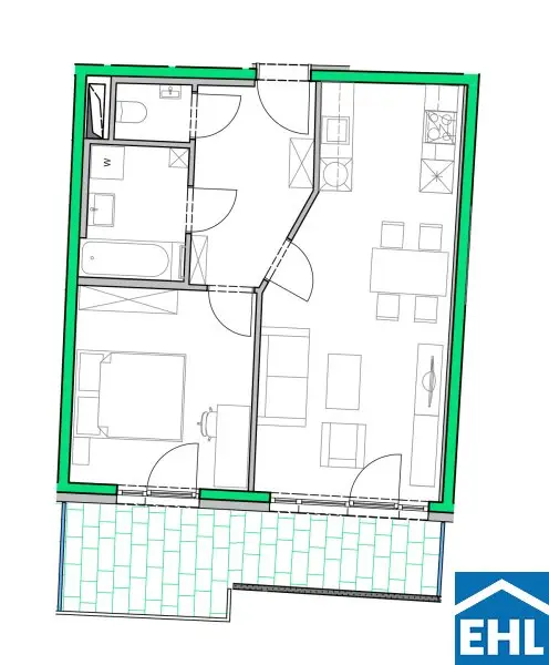 Toll aufgeteilte 2-Zimmerwohnung mit Balkon in U-Bahnnähe