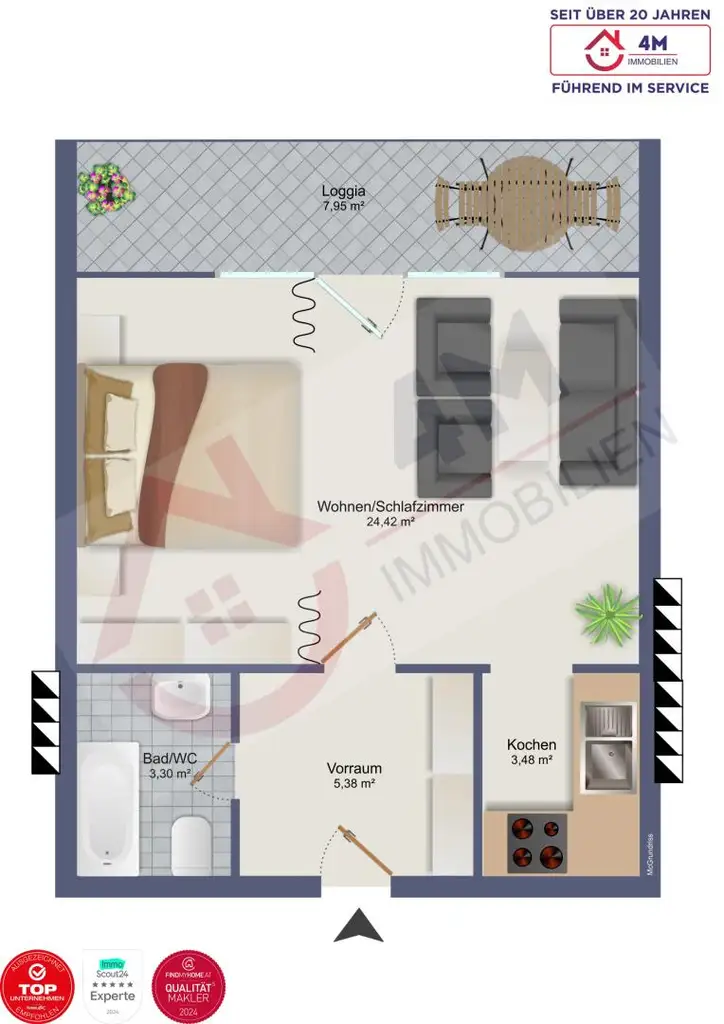 🔥Freier Mietzins  - moderne Garconniere mit Loggia –  ideale Flughafen‑Nähe