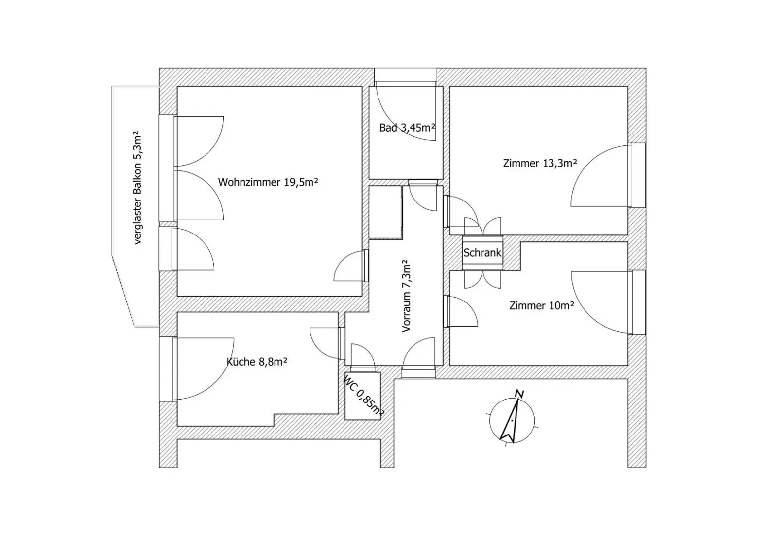 *** 63,5m² - 3 Zimmer Juwel, saniert, im Zentrum Bruck/Mur, teilmöbliert mit Parkplatz und verglasten Balkon ***