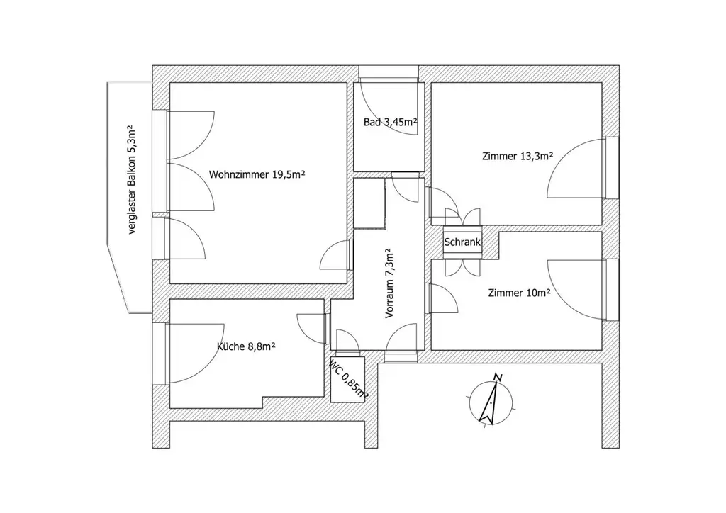 *** 63,5m² - 3 Zimmer Juwel, saniert, im Zentrum Bruck/Mur, teilmöbliert mit Parkplatz und verglasten Balkon ***
