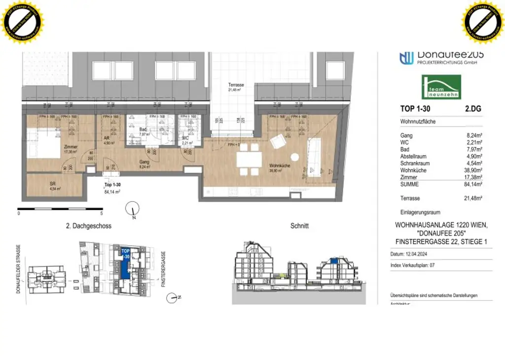 AB SOFORT BEZIEHBAR! Traumhafte Dachgeschosswohnung inkl. sehr großer Terrasse! Tolle Anbindung - U1 Kagranerplatz!