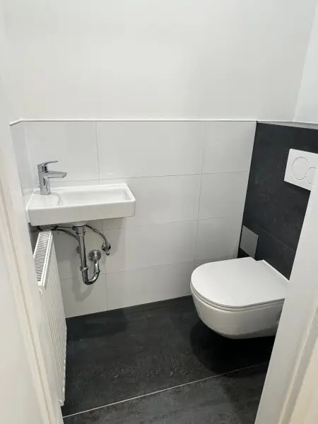 Toilette mit Waschbecken