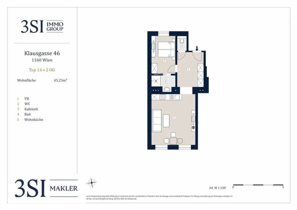 Klausgasse 46: Vollsanierte 2-Zimmer-Altbauwohnung in ruhiger Seitengasse des 16. Bezirks