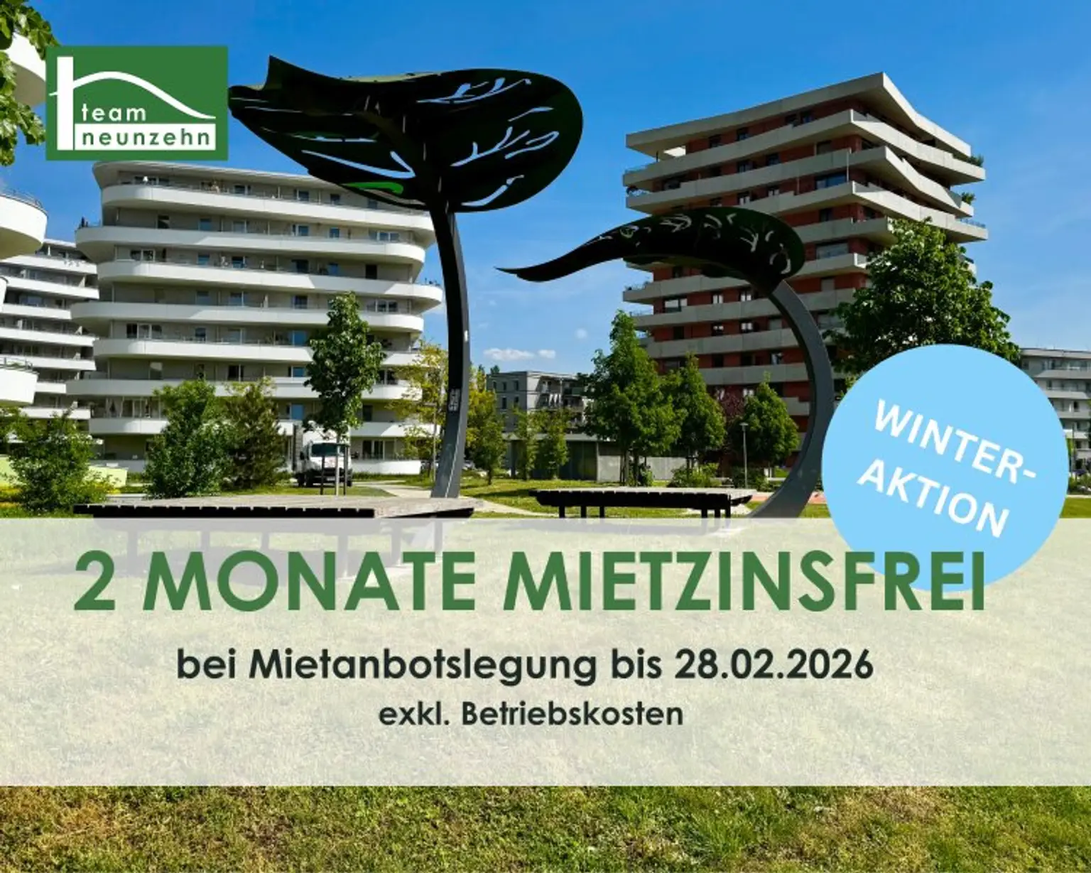 AKTION - 2 MONATE MIETZINSFREI - Green City Living – Wohnen im Park, Leben mit Stil