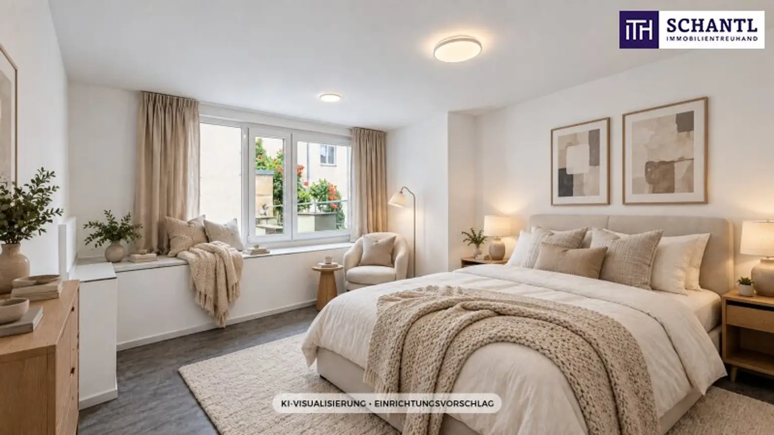 Schlafzimmer, KI-Visualisierung, Einrichtungsvorschlag