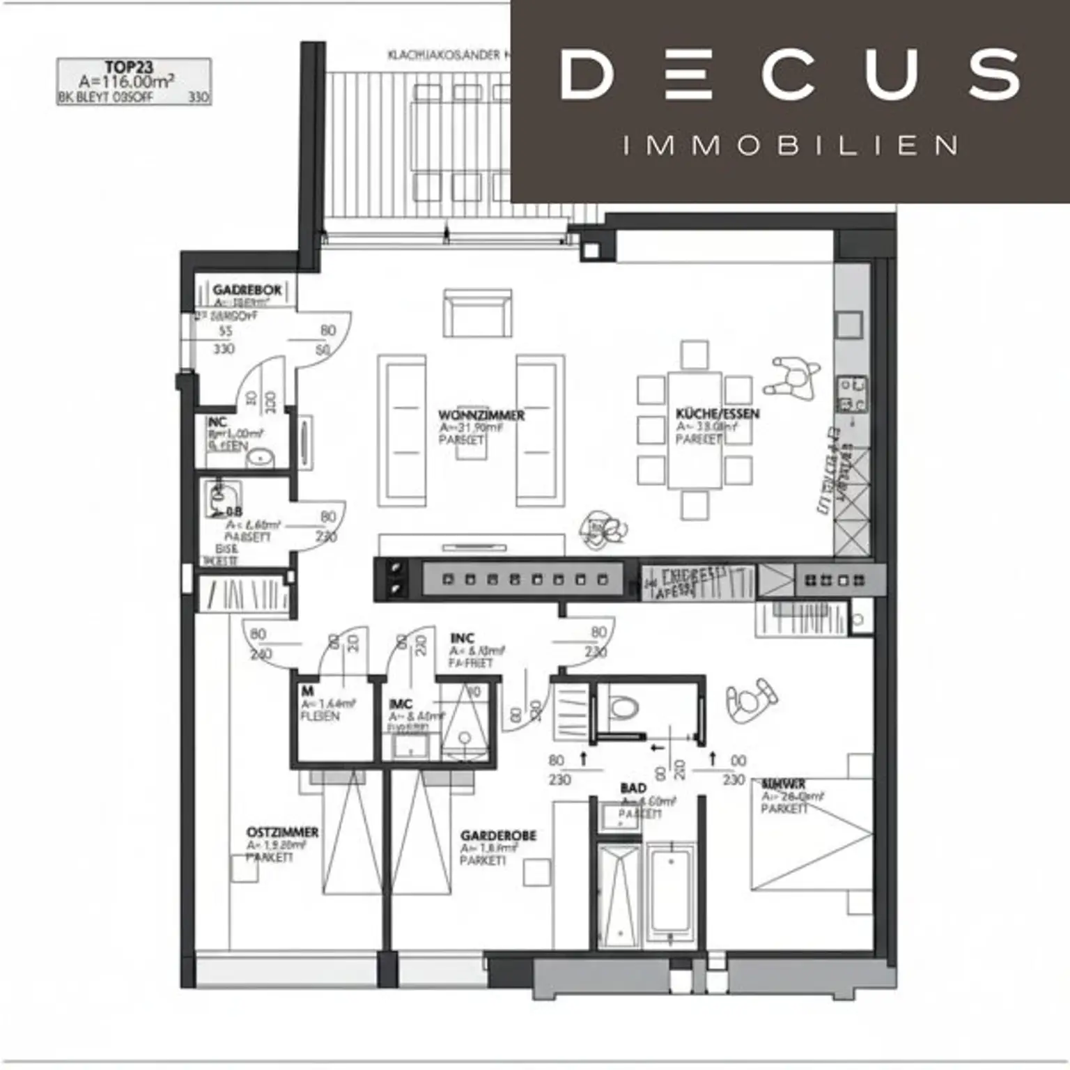 | MODERNE FAMILIENWOHNUNG IM DACHGESCHOSS | EXKLUSIVE ZENTRUMSLAGE | STADTPARK  | RUHIGE HOFSEITIGE 12 m2 TERRASSE |