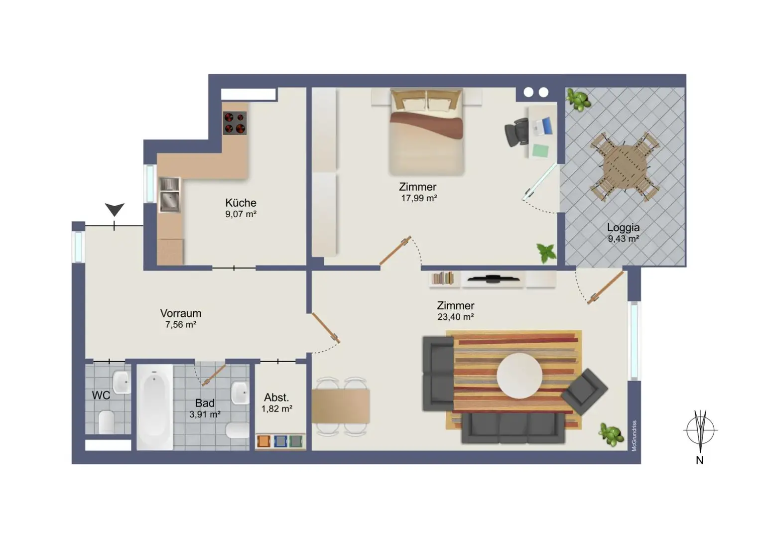 Wohnen in Graz-Waltendorf: 2 Zimmer mit Loggia & bester Anbindung