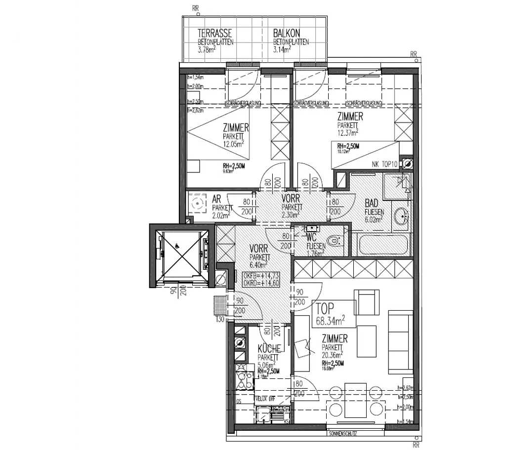 Wohnen in Döbling: Helle 3-Zimmer-Wohnung mit Balkon und Terrasse