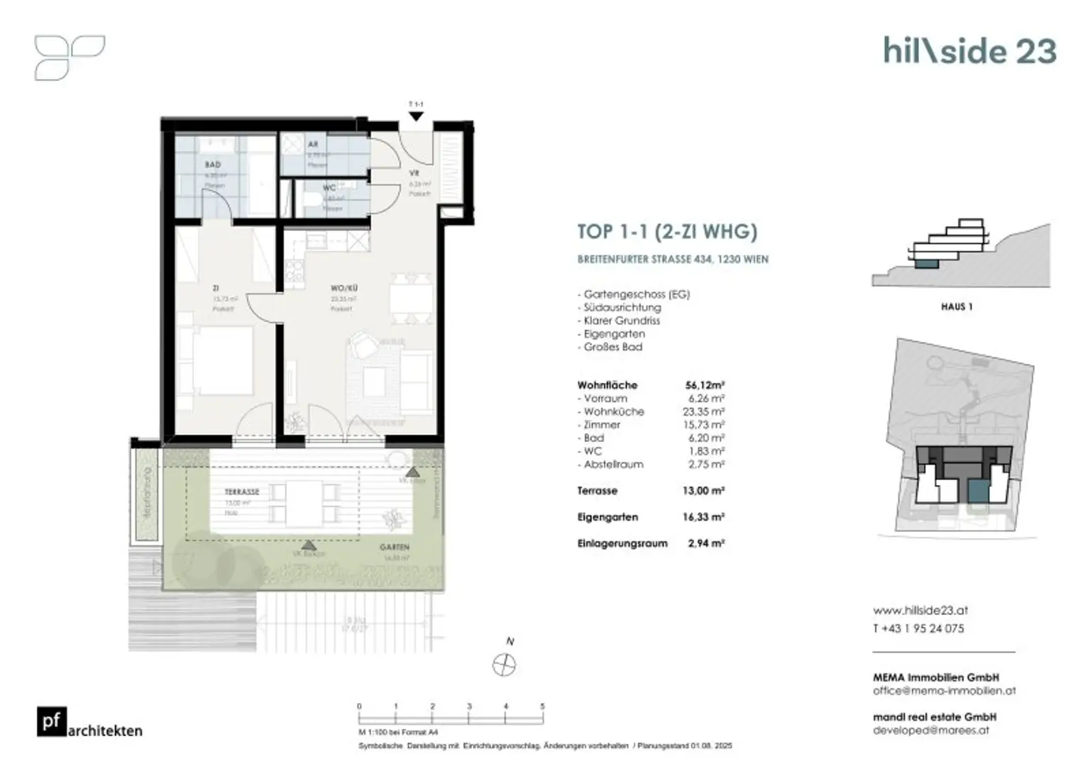 Hübsche 2-Zimmer-Wohnung mit Garten zu verkaufen!