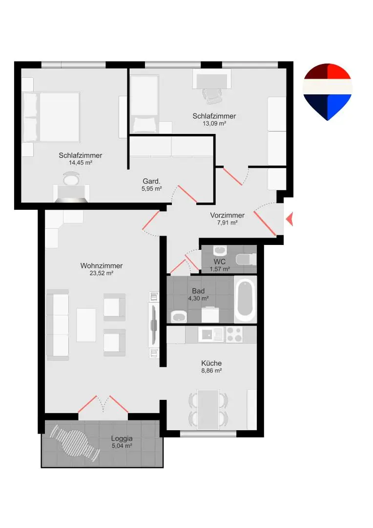 14. Eigentumswohnung 1140 Wien - Grundriss