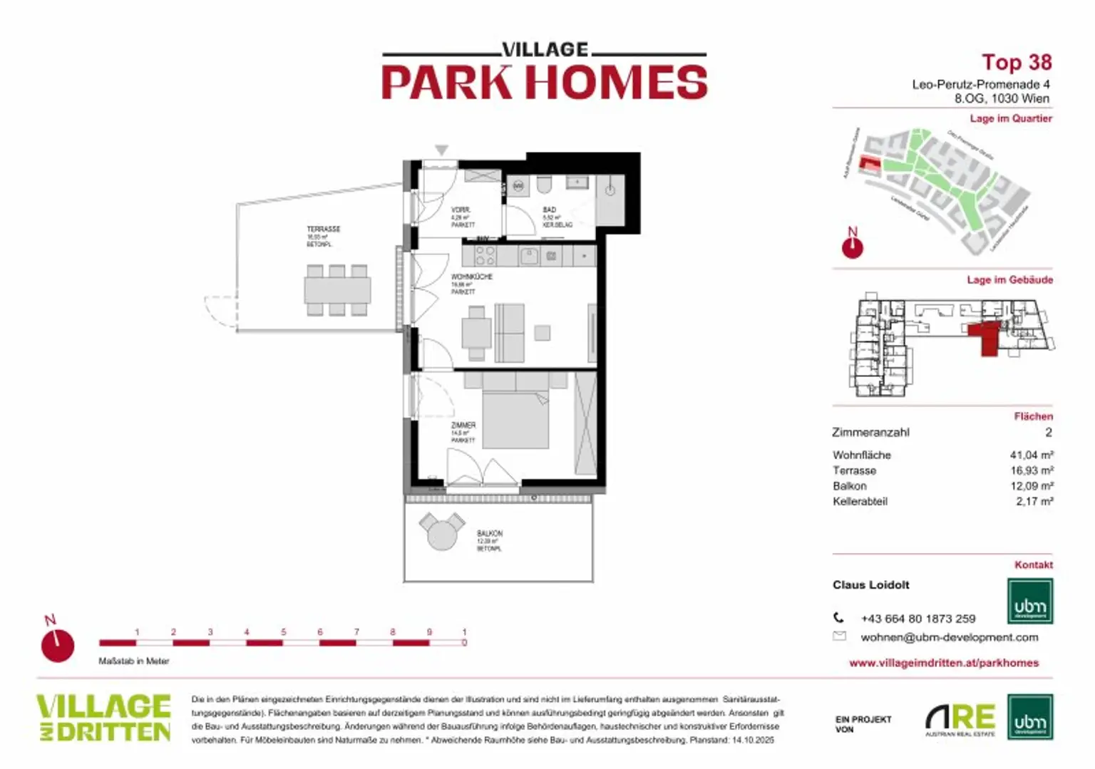 „Village im Dritten – PARK HOMES“ Provisionsfreie 2-Zimmer Eigentumswohnung (Erstbezug) Top 38
