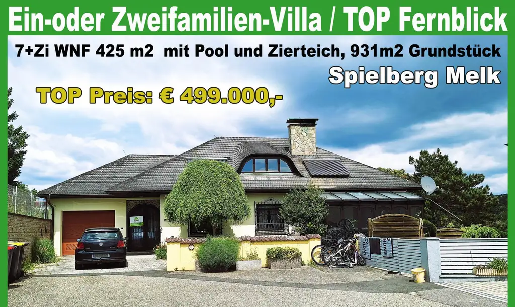 NEUER PREIS!!! Villa mit viel Platz in bester Panoramalage mit Pool und Zierteich am Spielberg/Melk