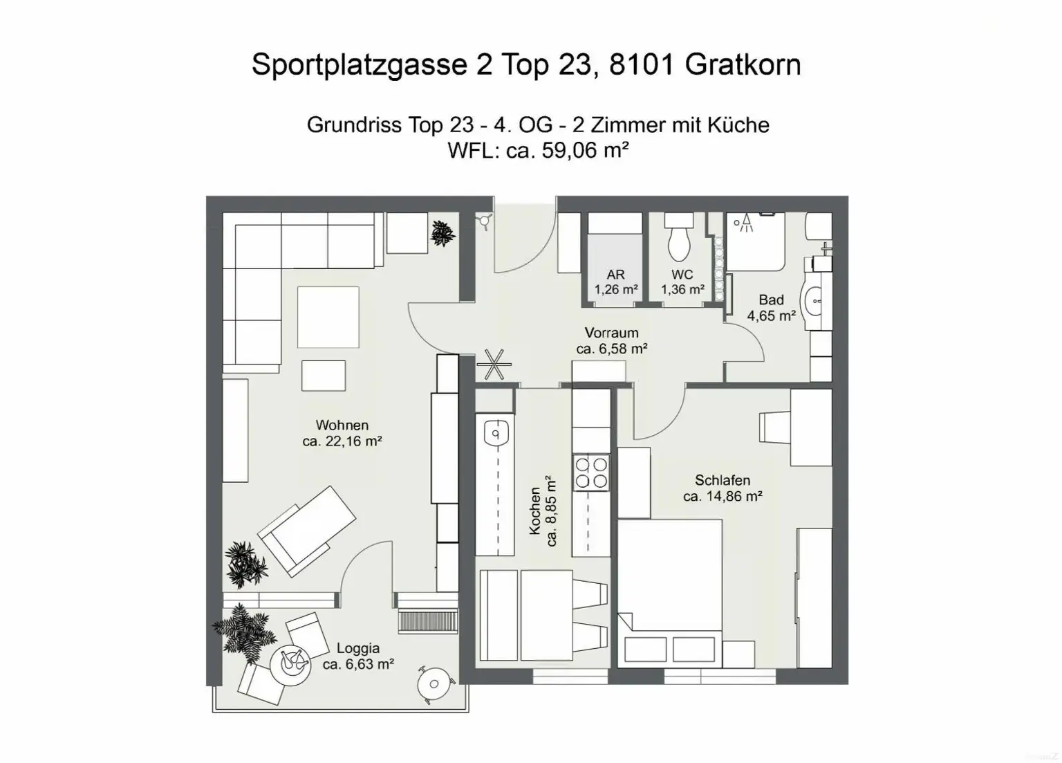 Schöne, helle 2-Zimmer-Wohnung mit Balkon & Parkplatz in Gratkorn!