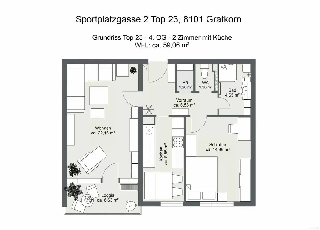 Schöne, helle 2-Zimmer-Wohnung mit Balkon & Parkplatz in Gratkorn!