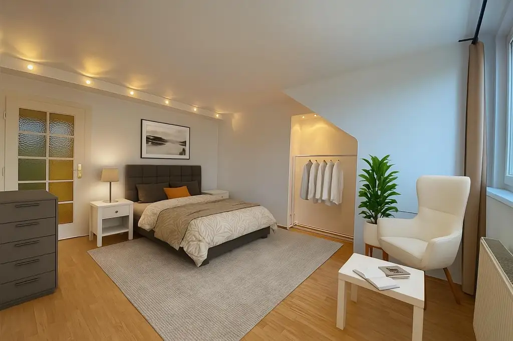 Elegante Dachgeschosswohnung im Botschaftsviertel – beim Belvedere, mit Hofruhelage