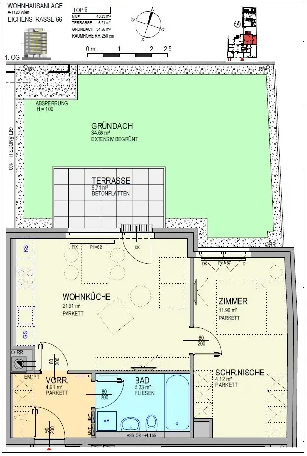Moderne 2-Zimmer-Wohnung mit ruhiger Terrasse und Dachgarten - 
in U-Bahn-Nähe!