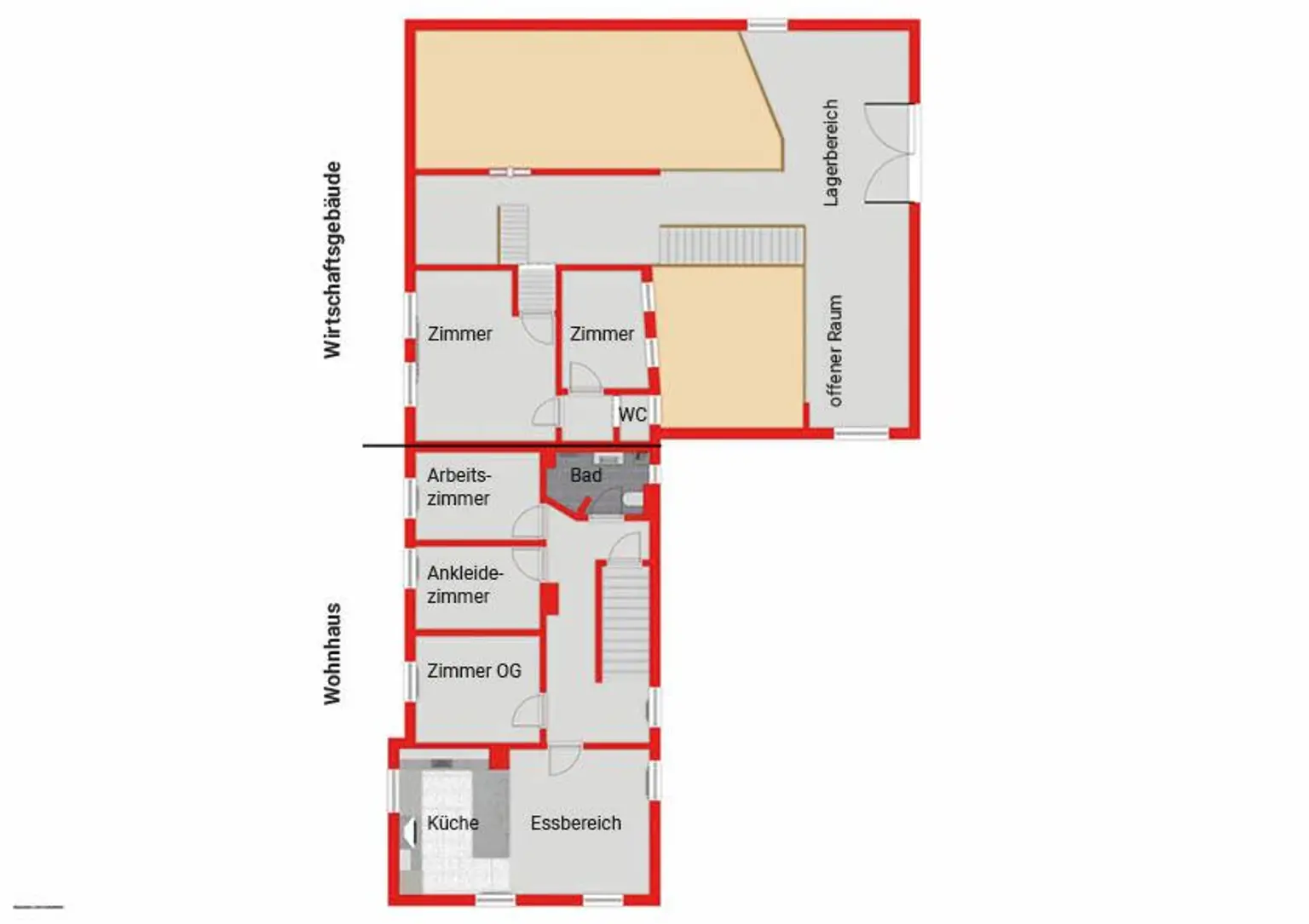 Großzügiges Wohnhaus mit großem Wirtschaftsgebäude und Schlossblick