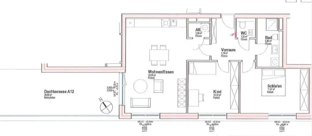 Beeindruckende 3 Zimmerwohnung mit großer Dachterrasse, Carportplatz und Stellplatz