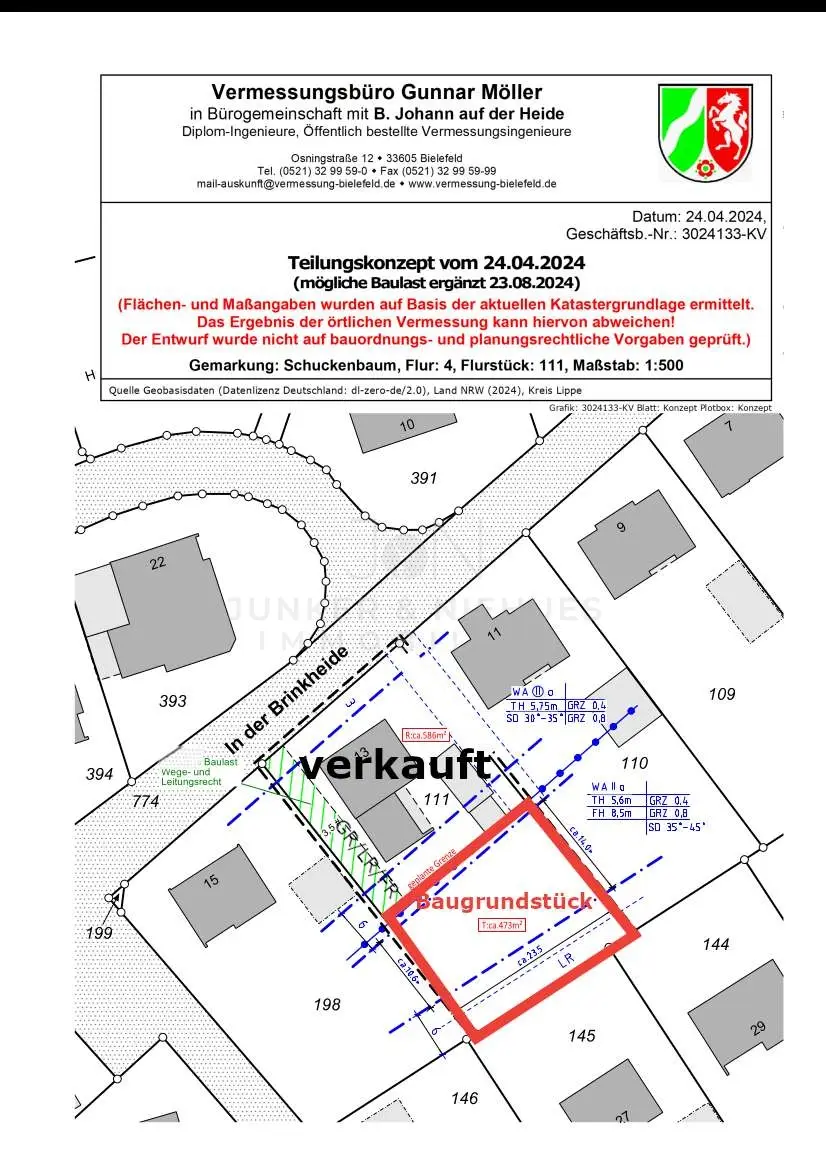 Lageplan Baugrundstück