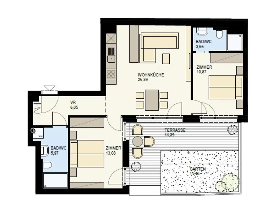FAMILIENHIT 3-ZIMMER MIT GARTEN