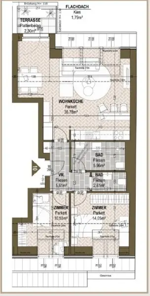 Erstbezug: 3-Zimmer-DG-Wohnung mit Terrasse (Kurzzeitvermietung gestattet!)