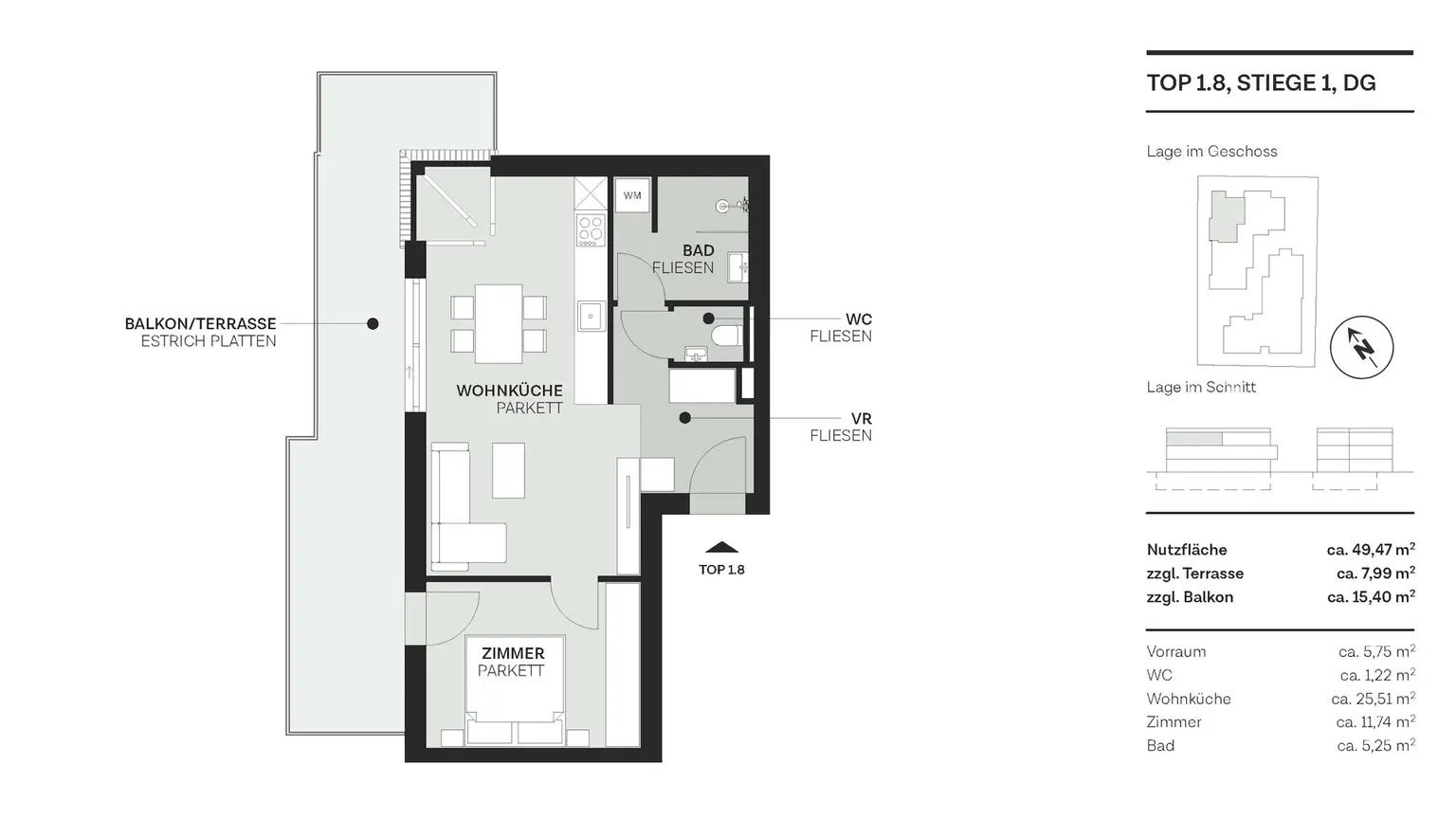 Grundriss Top 8, Stiege 1