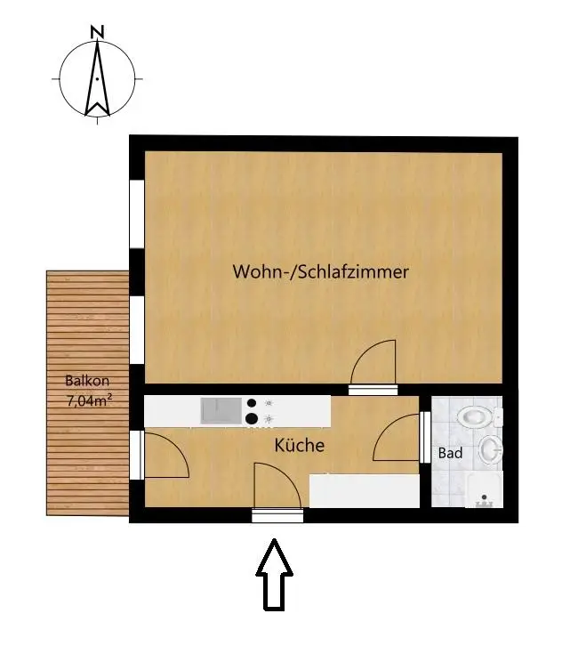 Charmante 1-Zimmer-Altbauwohnung mit Balkon in Hofruhelage