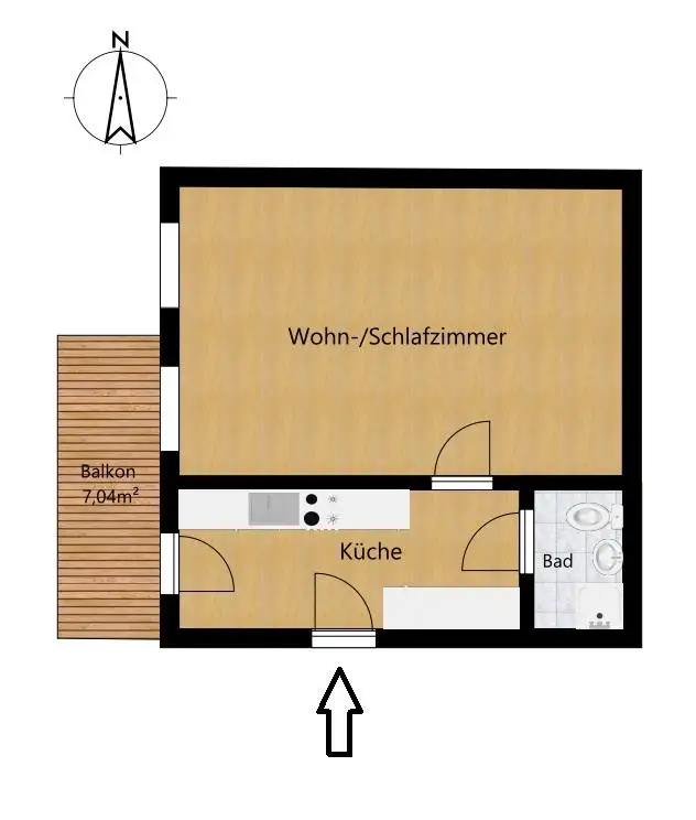 Charmante 1-Zimmer-Altbauwohnung mit Balkon in Hofruhelage