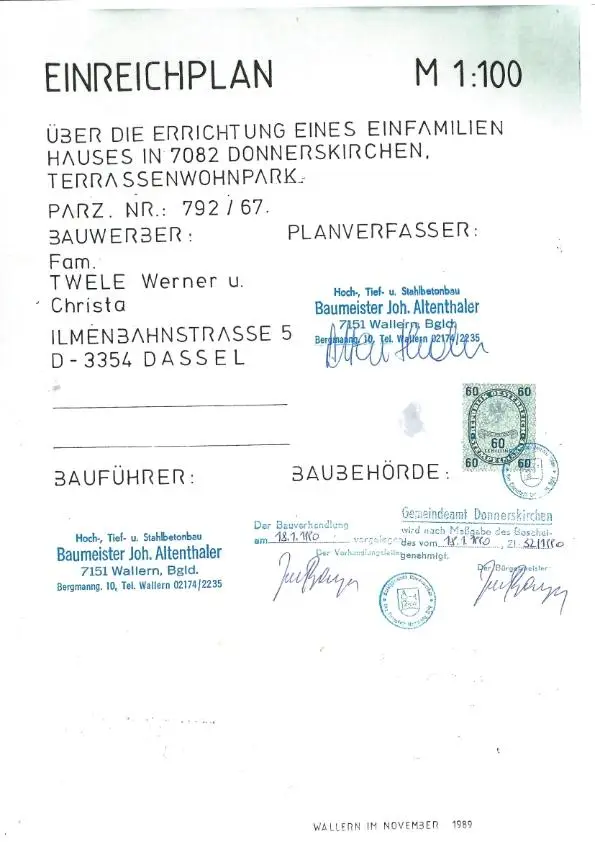 Einreichplan 1990