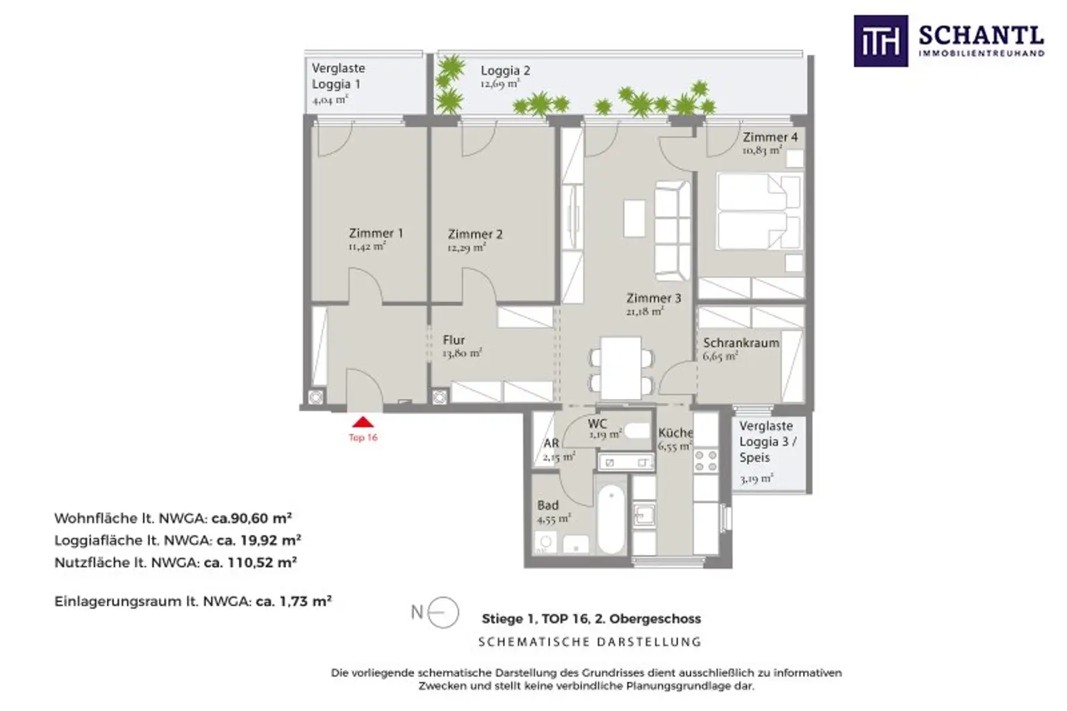 Grundriss Top 16, schematische Darstellung