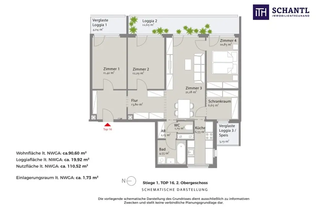 Grundriss Top 16, schematische Darstellung
