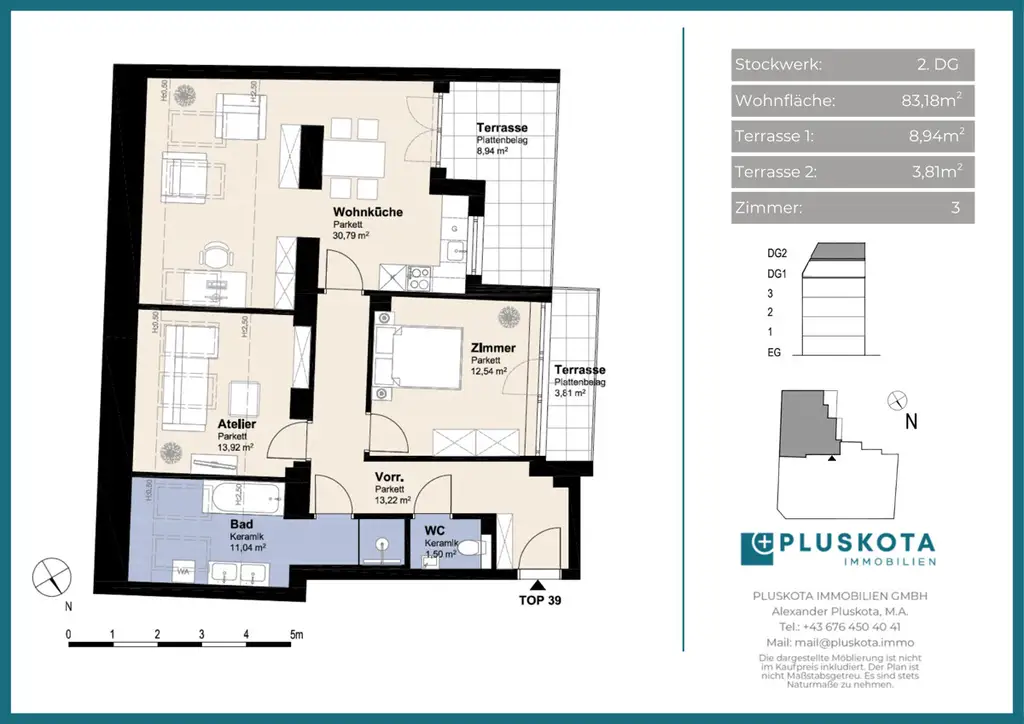 Moderne 3-Zimmer-Wohnung inklusive Dachterrasse | befristet vermietet