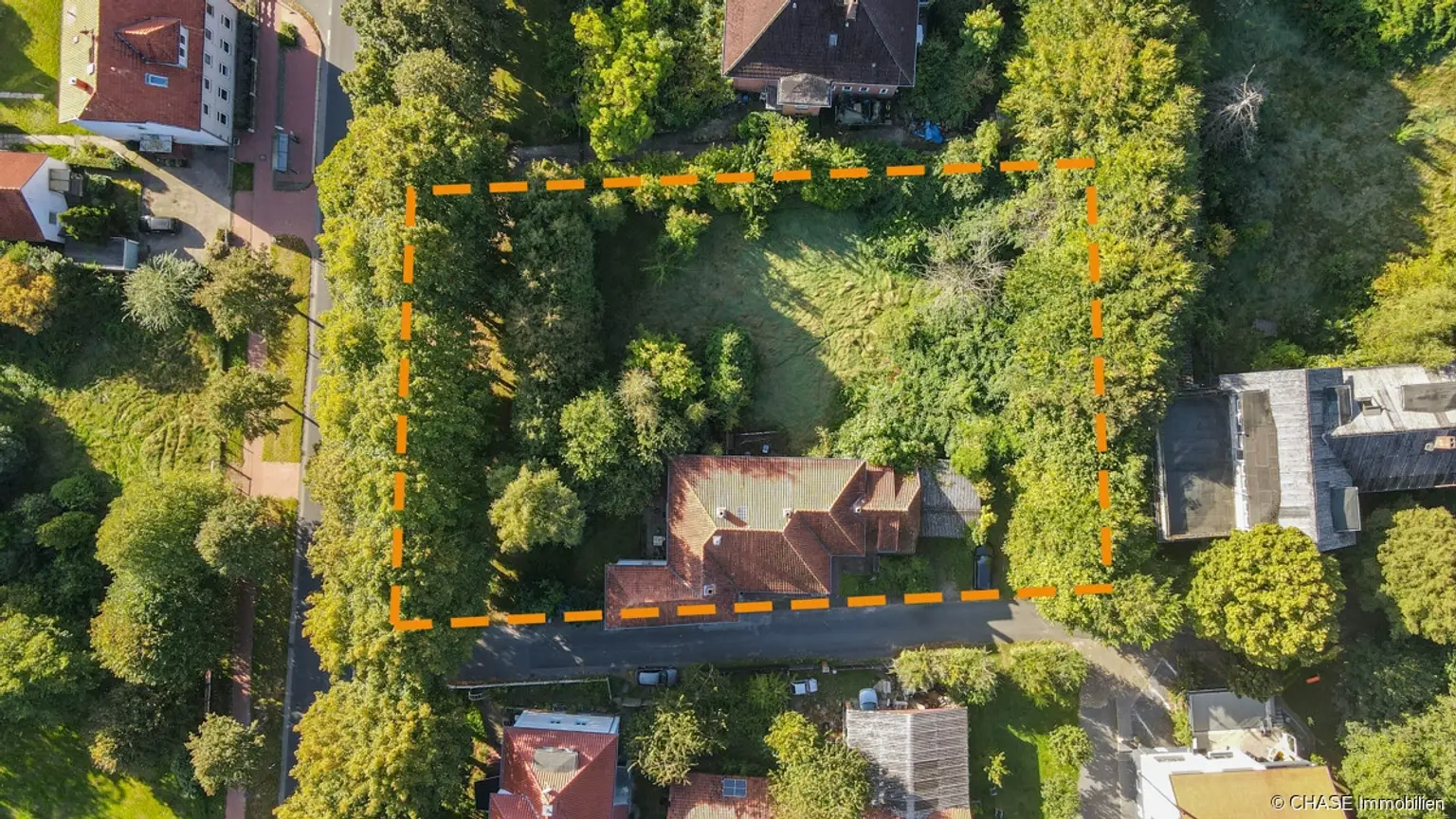 Vogelperspektive - gesamtes Grundstück (gezeichnet)