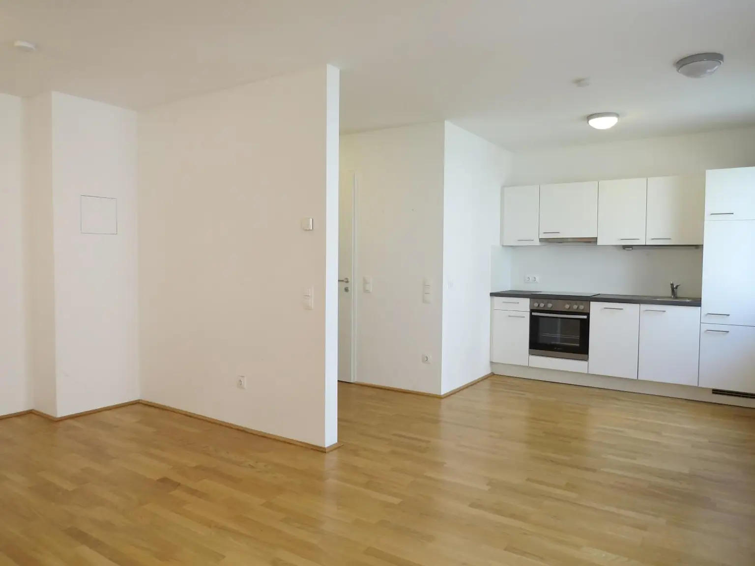 offener Wohn-Schlafraum mit Kochnische