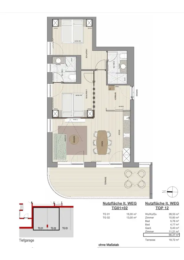 Charmantes 3-Zimmer-Appartement mit großer Terrasse in Oberndorf!