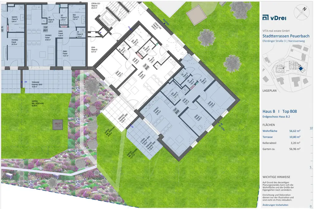 Sonnige 2Zi Gartenwohnung in den STADTTERRASSEN PEUERBACH - provisionsfrei!  ** JETZT FRÜHKÄUFER-RABATT!**