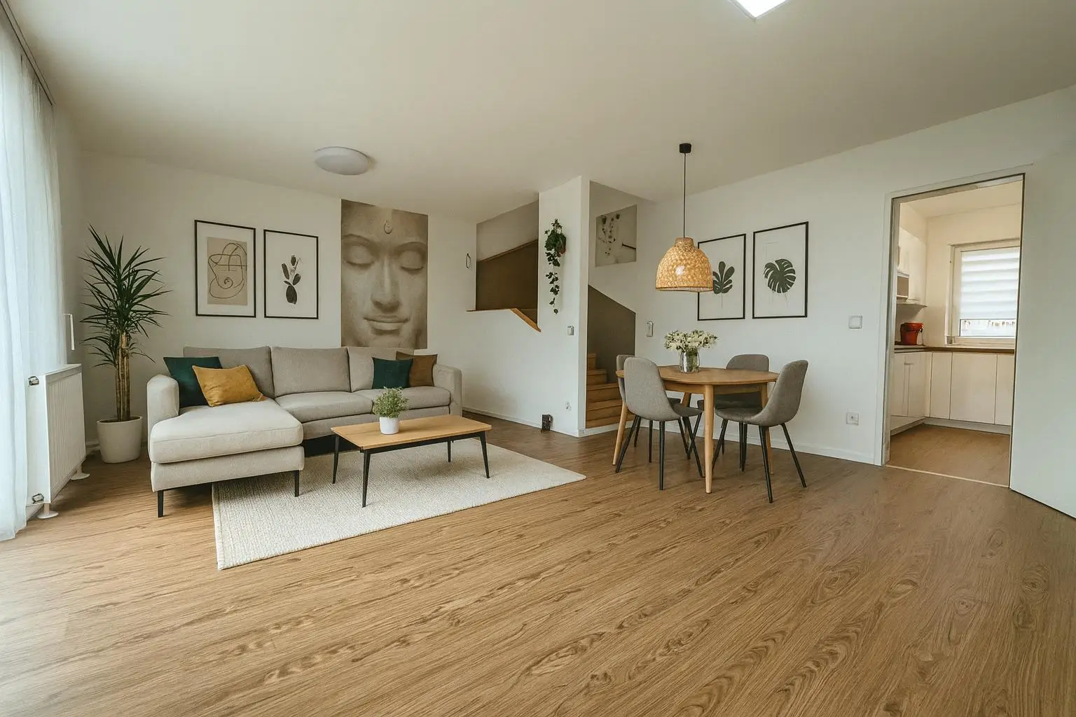 Wohnzimmer mit Blick zur Küche