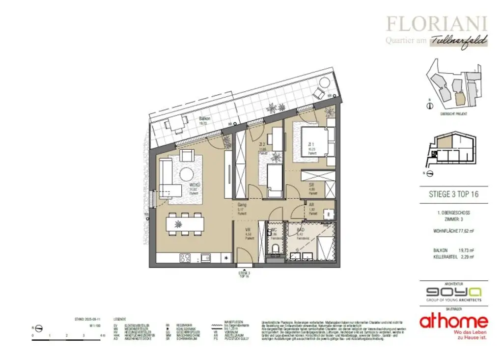FLORIANI – Quartier am Tullnerfeld - Charmante 3 Zimmer mit großzügigem Balkon - Stilvoller Wohngenuss - Bahnhof in der Nähe